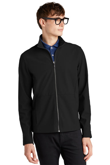 Mercer+Mettle MM7100 Mens Faille Waterproof Full Zip Soft Shell Jacket Deep Black Model Front