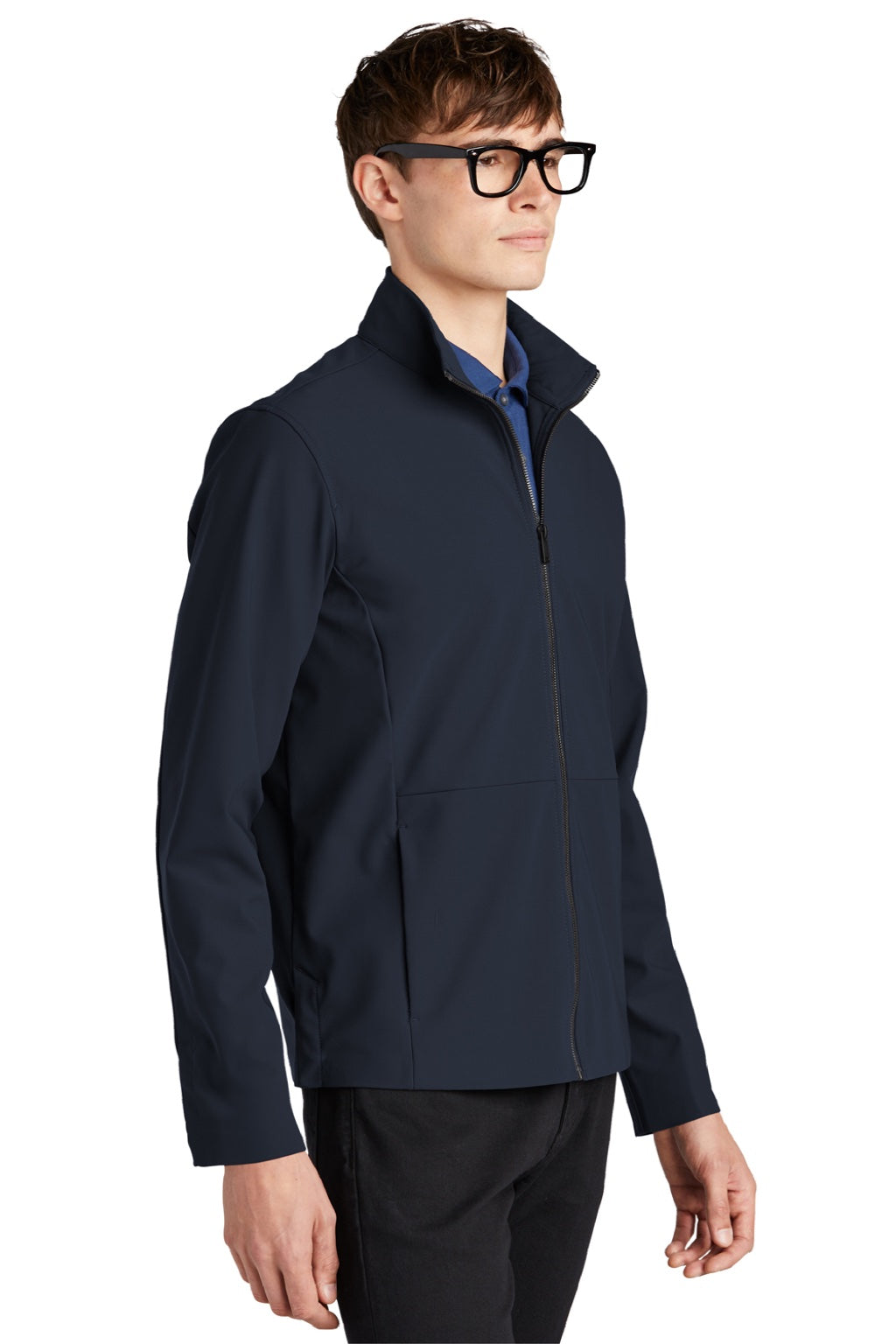 Mercer+Mettle MM7100 Mens Faille Waterproof Full Zip Soft Shell Jacket Night Navy Blue Model 3Q