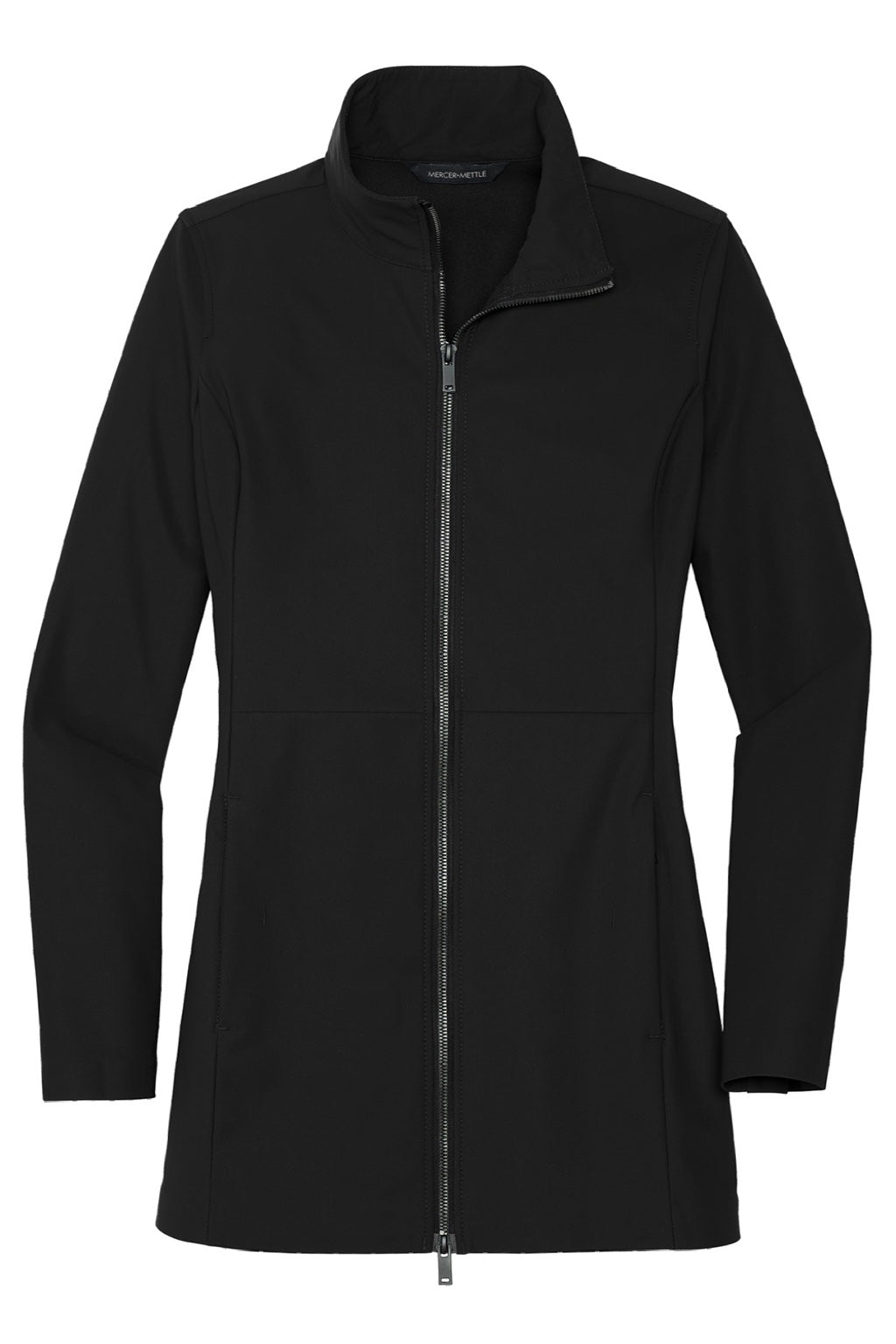 Mercer+Mettle MM7101 Faille Waterproof Full Zip Soft Shell Jacket Deep Black Flat Front