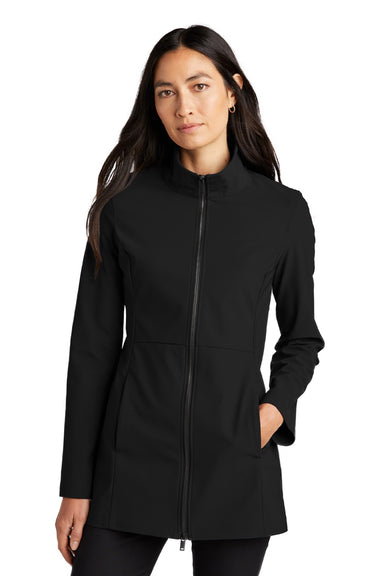 Mercer+Mettle MM7101 Womens Faille Waterproof Full Zip Soft Shell Jacket Deep Black Model Front