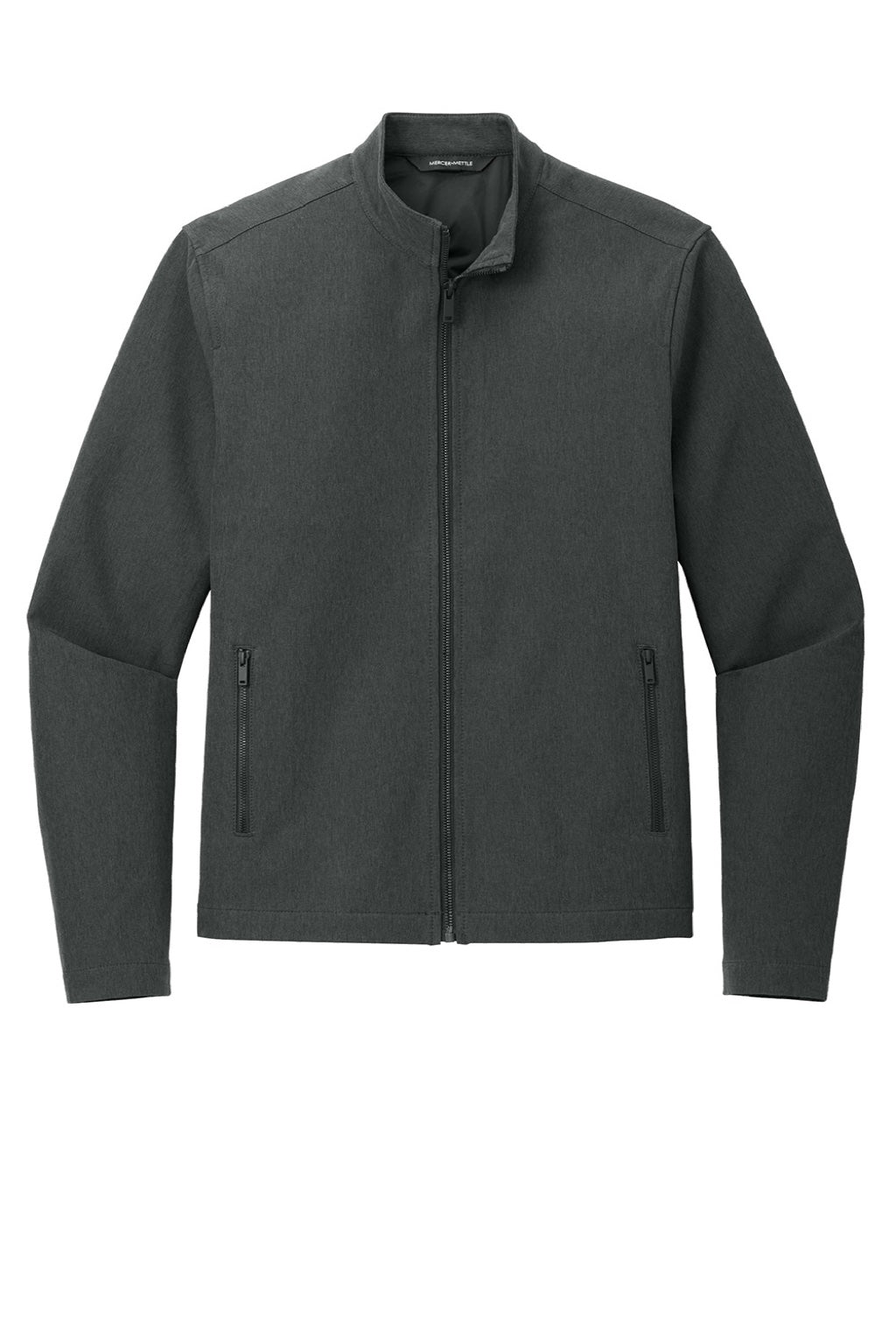 Mercer+Mettle MM7102 Mens Water Resistant Soft Shell Full Zip Jacket Heather Anchor Grey Flat Front