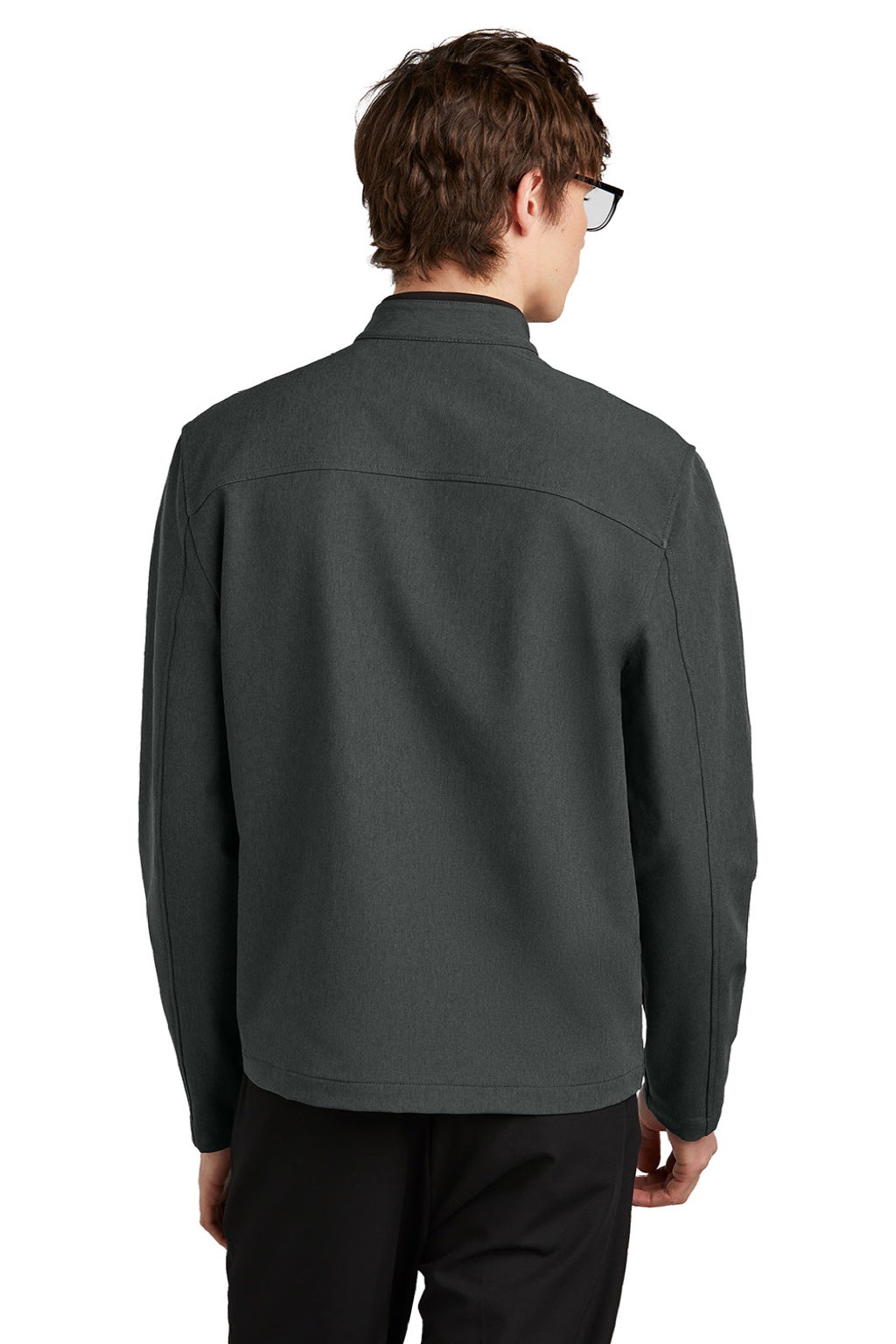 Mercer+Mettle MM7102 Mens Water Resistant Soft Shell Full Zip Jacket Heather Anchor Grey Model Back