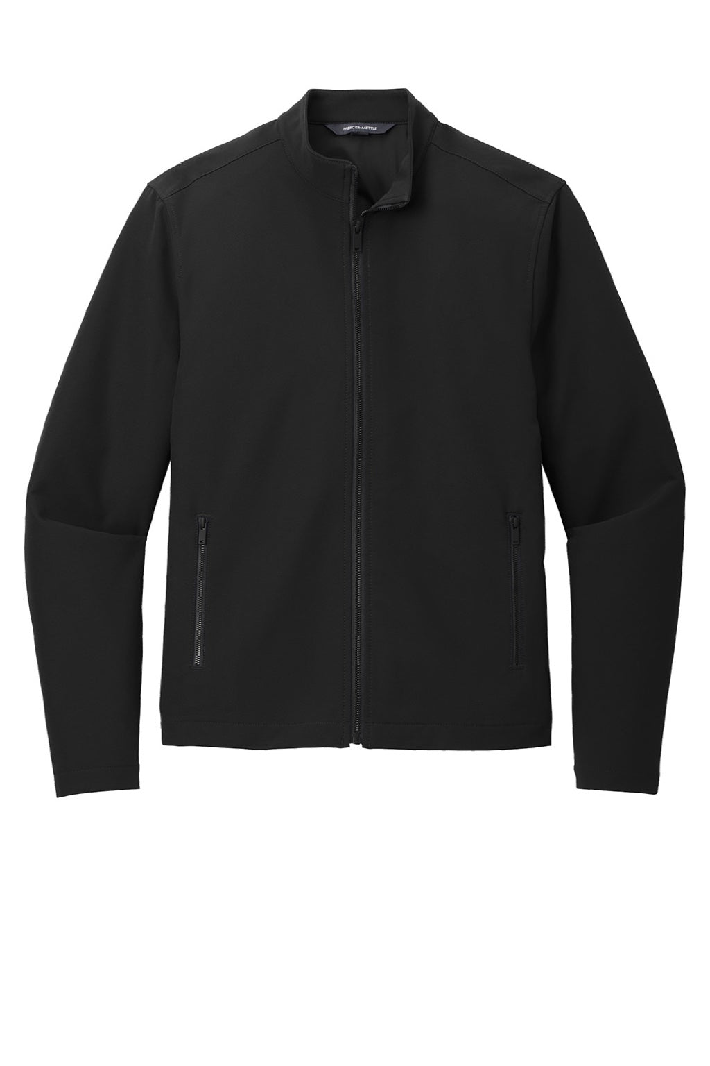 Mercer+Mettle MM7102 Mens Water Resistant Soft Shell Full Zip Jacket Deep Black Flat Front