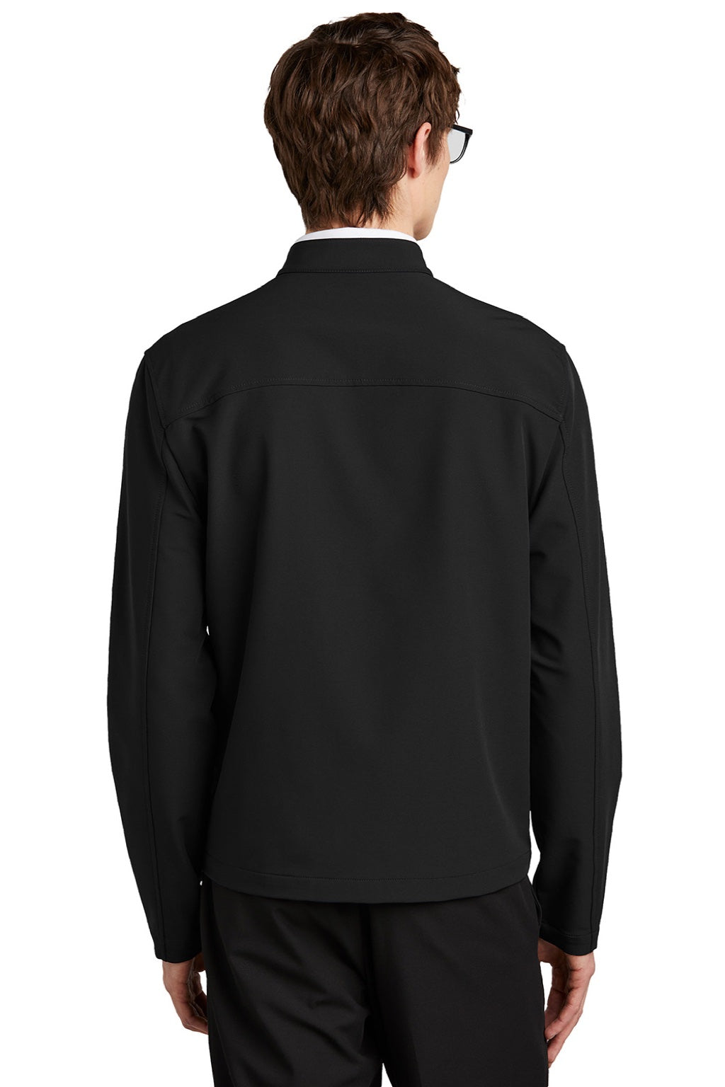 Mercer+Mettle MM7102 Mens Water Resistant Soft Shell Full Zip Jacket Deep Black Model Back