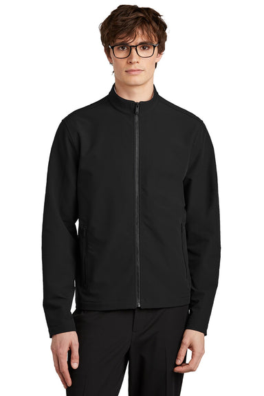 Mercer+Mettle MM7102 Mens Water Resistant Soft Shell Full Zip Jacket Deep Black Model Front
