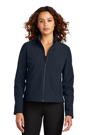 Mercer+Mettle MM7103 Womens Water Resistant Soft Shell Full Zip Jacket Night Navy Blue Model Front