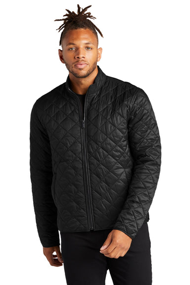 Mercer+Mettle MM7200 Mens Quilted Water Resistant Full Zip Jacket Deep Black Model Front