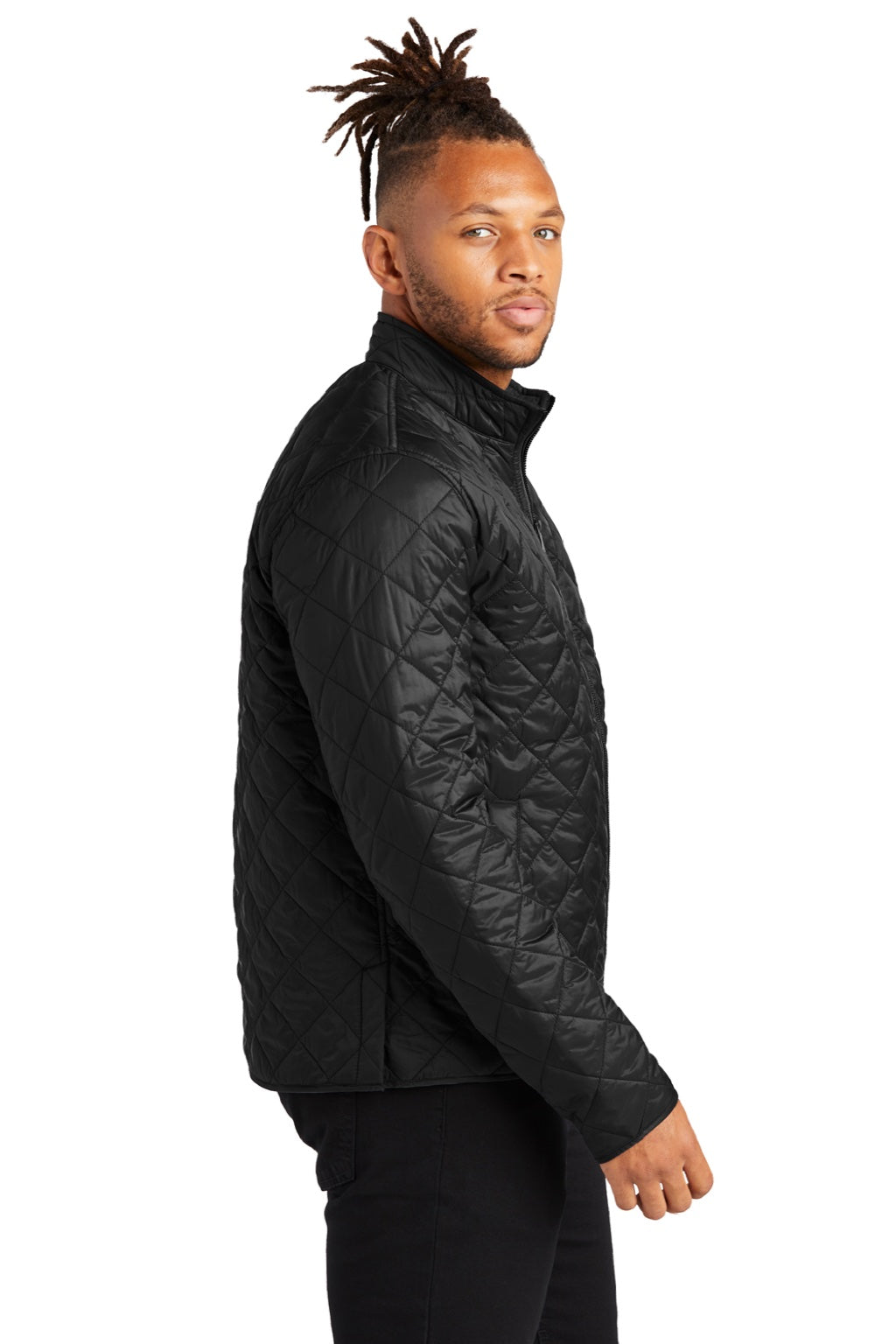 Mercer+Mettle MM7200 Mens Quilted Water Resistant Full Zip Jacket Deep Black Model Side
