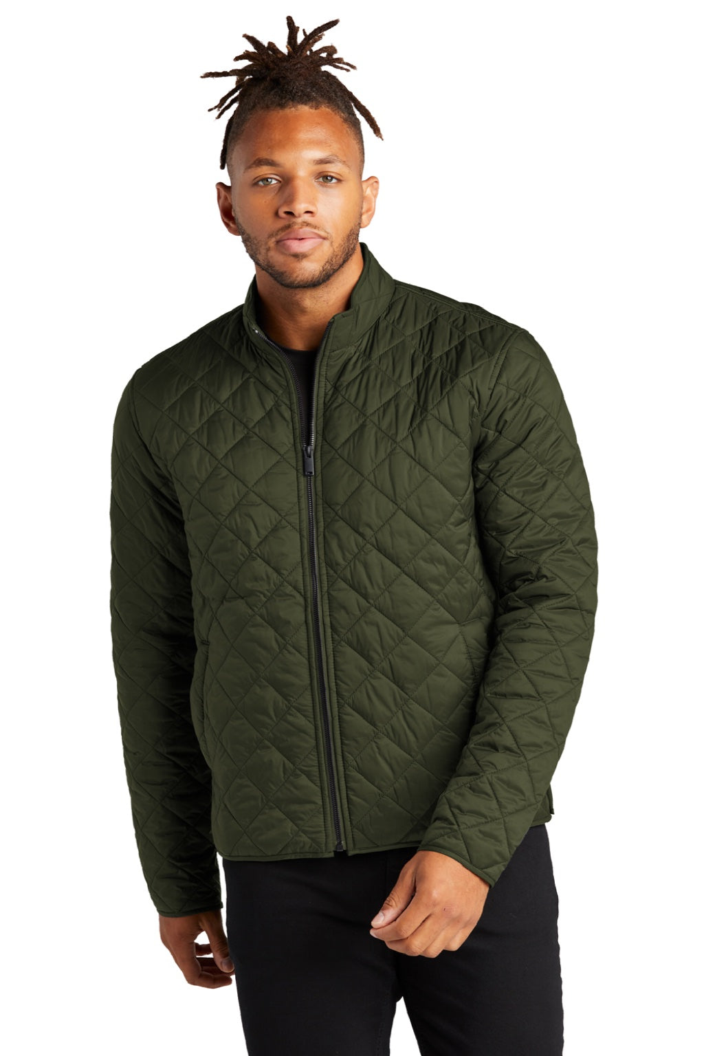 Mercer+Mettle MM7200 Mens Quilted Water Resistant Full Zip Jacket Townsend Green Model Front