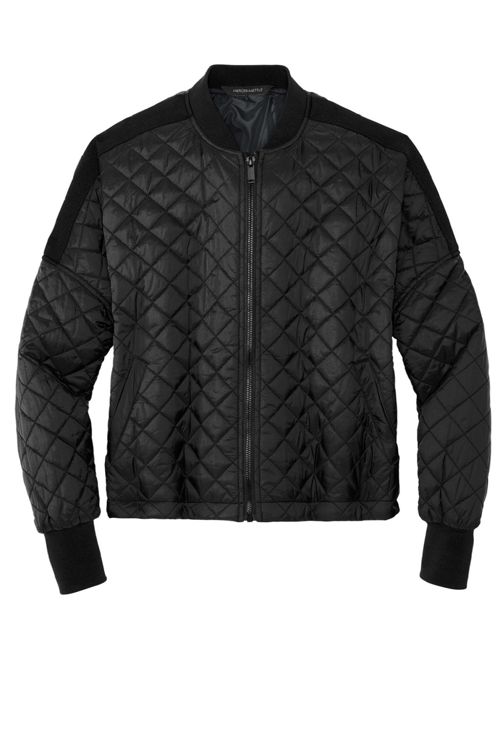 Mercer+Mettle MM7201 Quilted Water Resistant Full Zip Jacket Deep Black Flat Front