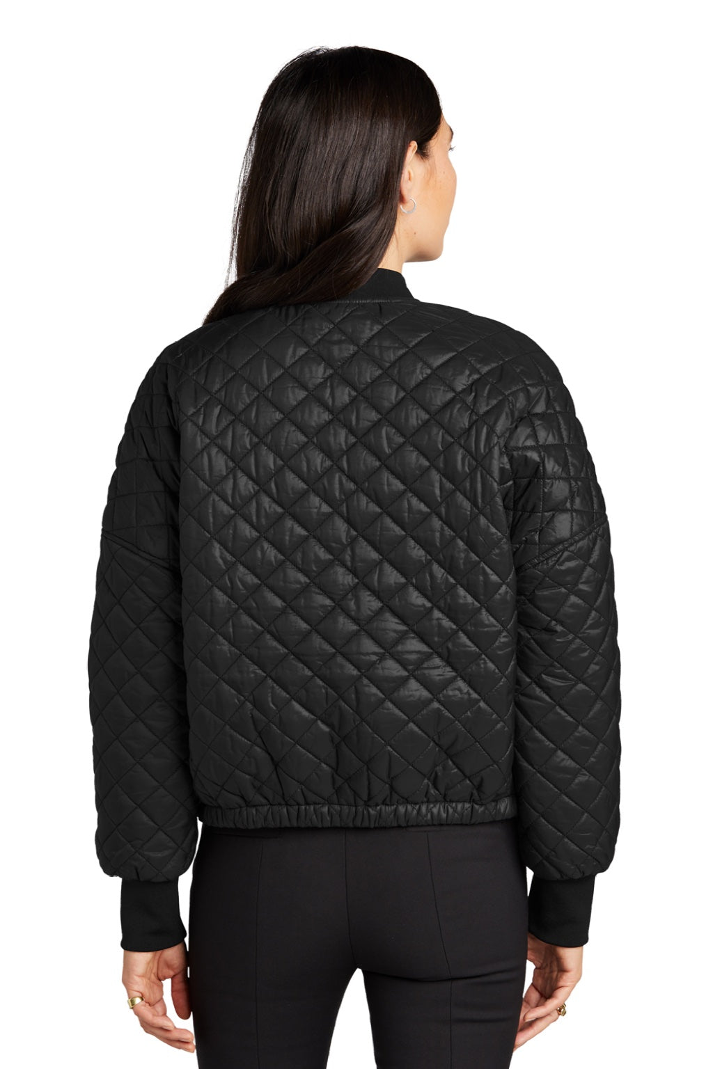 Mercer+Mettle MM7201 Womens Quilted Water Resistant Full Zip Jacket Deep Black Model Back