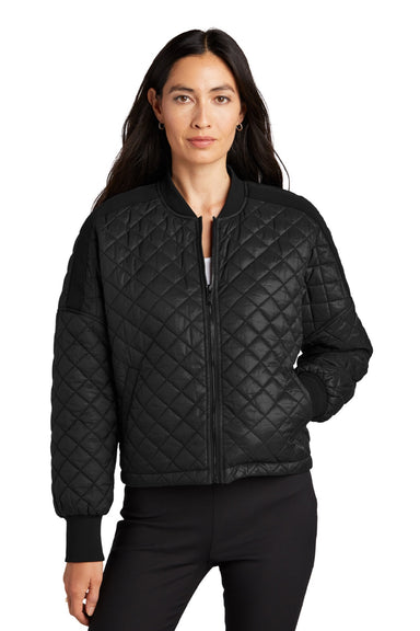 Mercer+Mettle MM7201 Womens Quilted Water Resistant Full Zip Jacket Deep Black Model Front