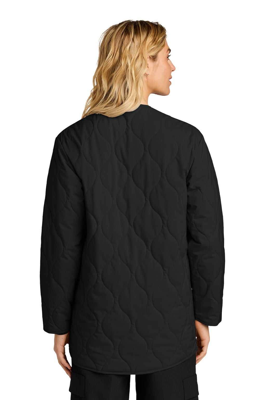 Mercer+Mettle MM7203 Womens Quilted Snap Down Liner Jacket Deep Black Model Back