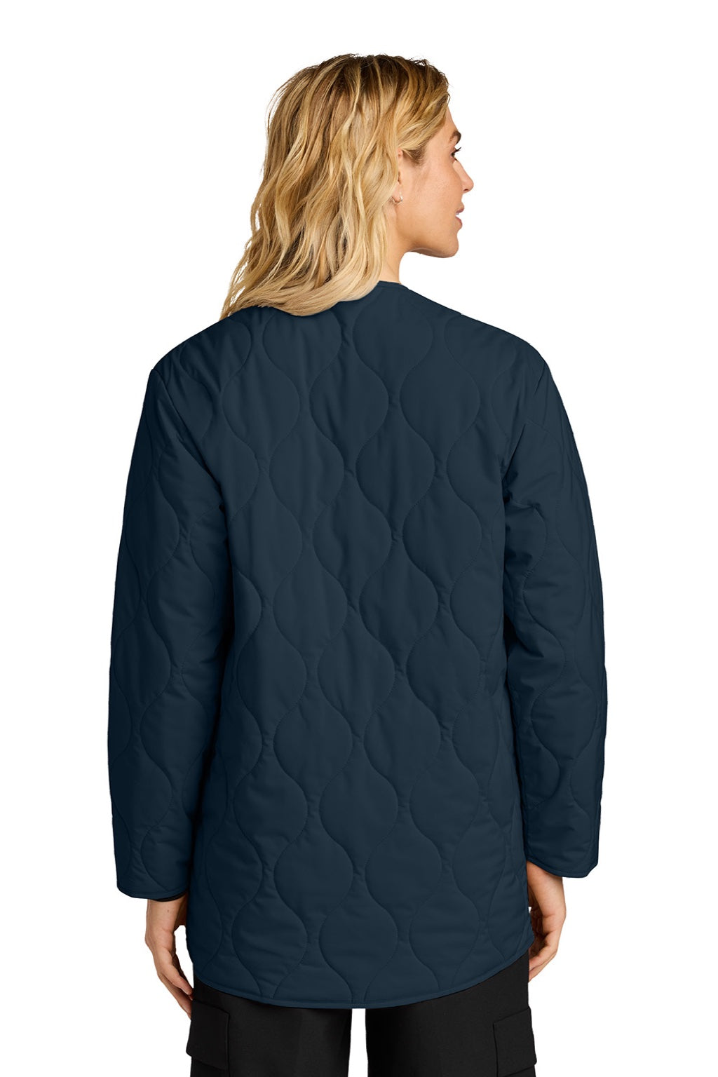 Mercer+Mettle MM7203 Womens Quilted Snap Down Liner Jacket Night Navy Blue Model Back