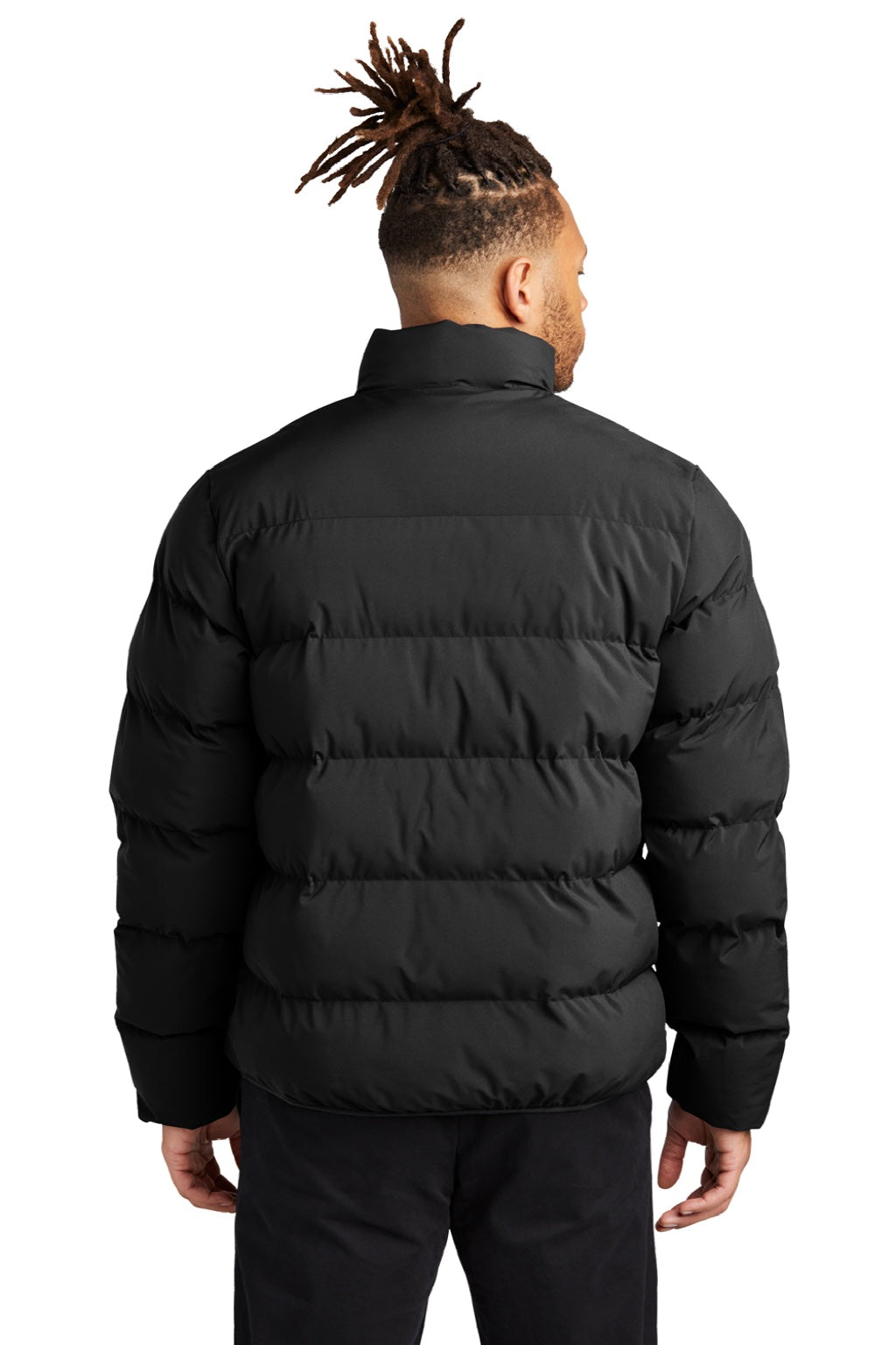 Mercer+Mettle MM7210 Mens Water Resistant Full Zip Puffy Jacket Deep Black Model Back