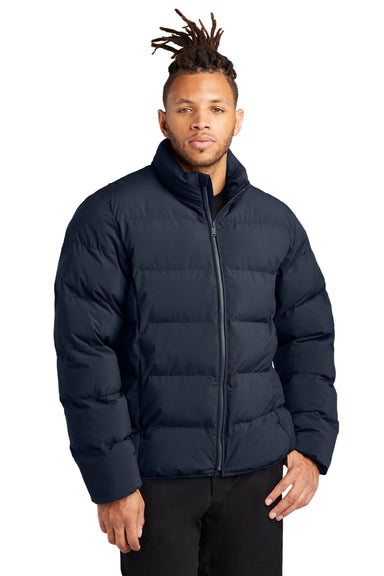 Mercer+Mettle MM7210 Mens Water Resistant Full Zip Puffy Jacket Night Navy Blue Model Front