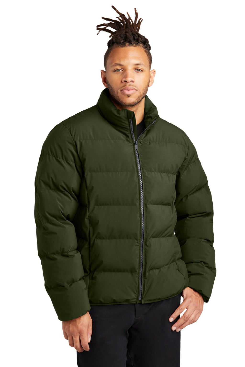 Mercer+Mettle MM7210 Mens Water Resistant Full Zip Puffy Jacket Townsend Green Model Front