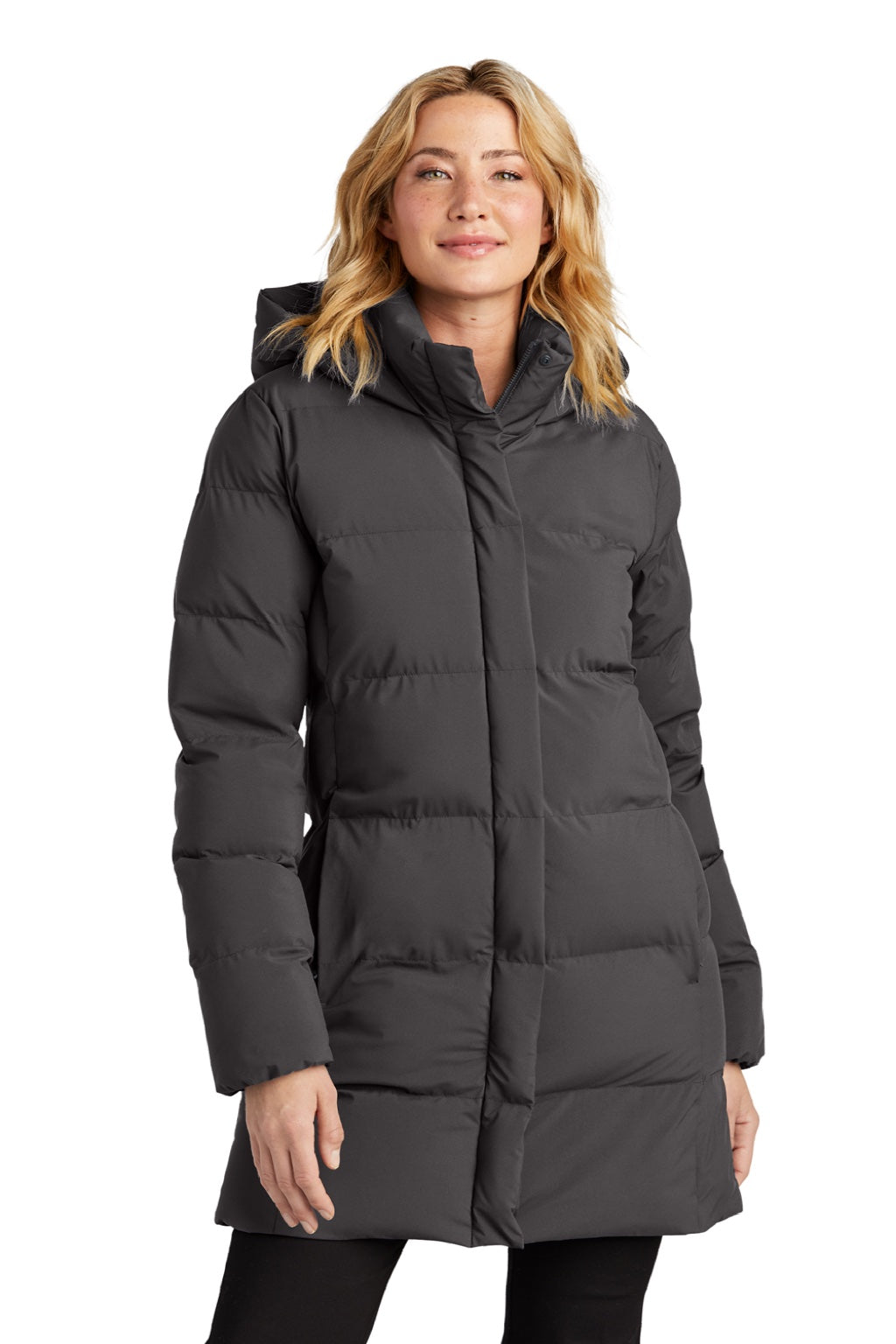 Mercer+Mettle MM7213 Womens Water Resistant Full Zip Hooded Puffy Parka Anchor Grey Model Front