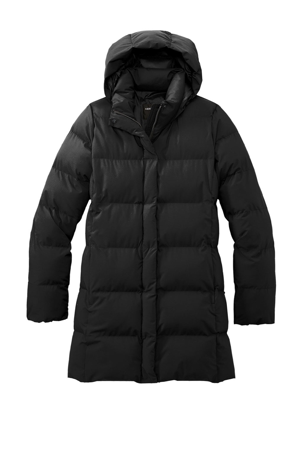 Mercer+Mettle MM7213 Womens Water Resistant Full Zip Hooded Puffy Parka Deep Black Flat Front
