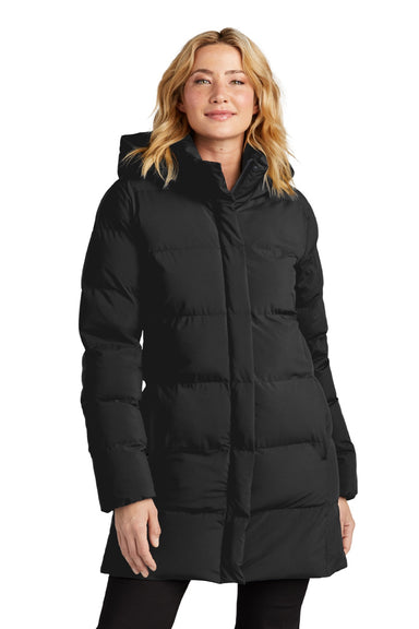 Mercer+Mettle MM7213 Womens Water Resistant Full Zip Hooded Puffy Parka Deep Black Model Front