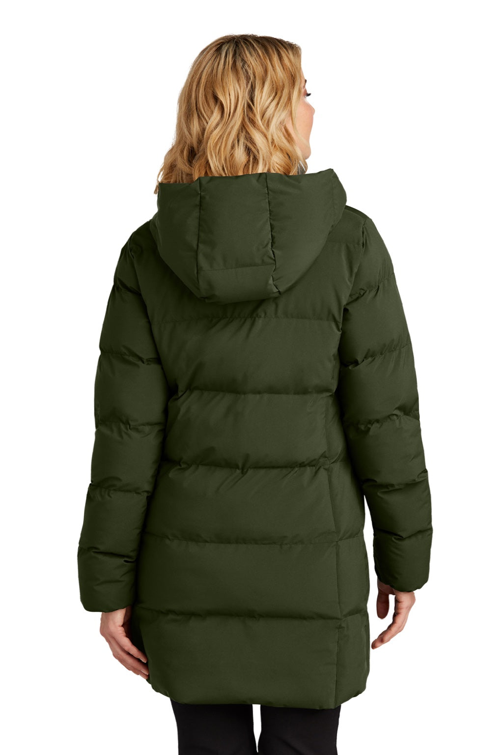 Mercer+Mettle MM7213 Womens Water Resistant Full Zip Hooded Puffy Parka Townsend Green Model Back