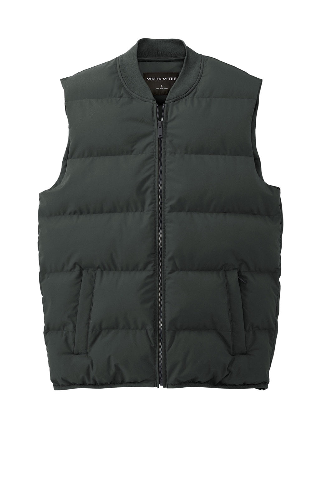 Mercer+Mettle MM7214 Mens Water Resistant Full Zip Puffy Vest Anchor Grey Flat Front