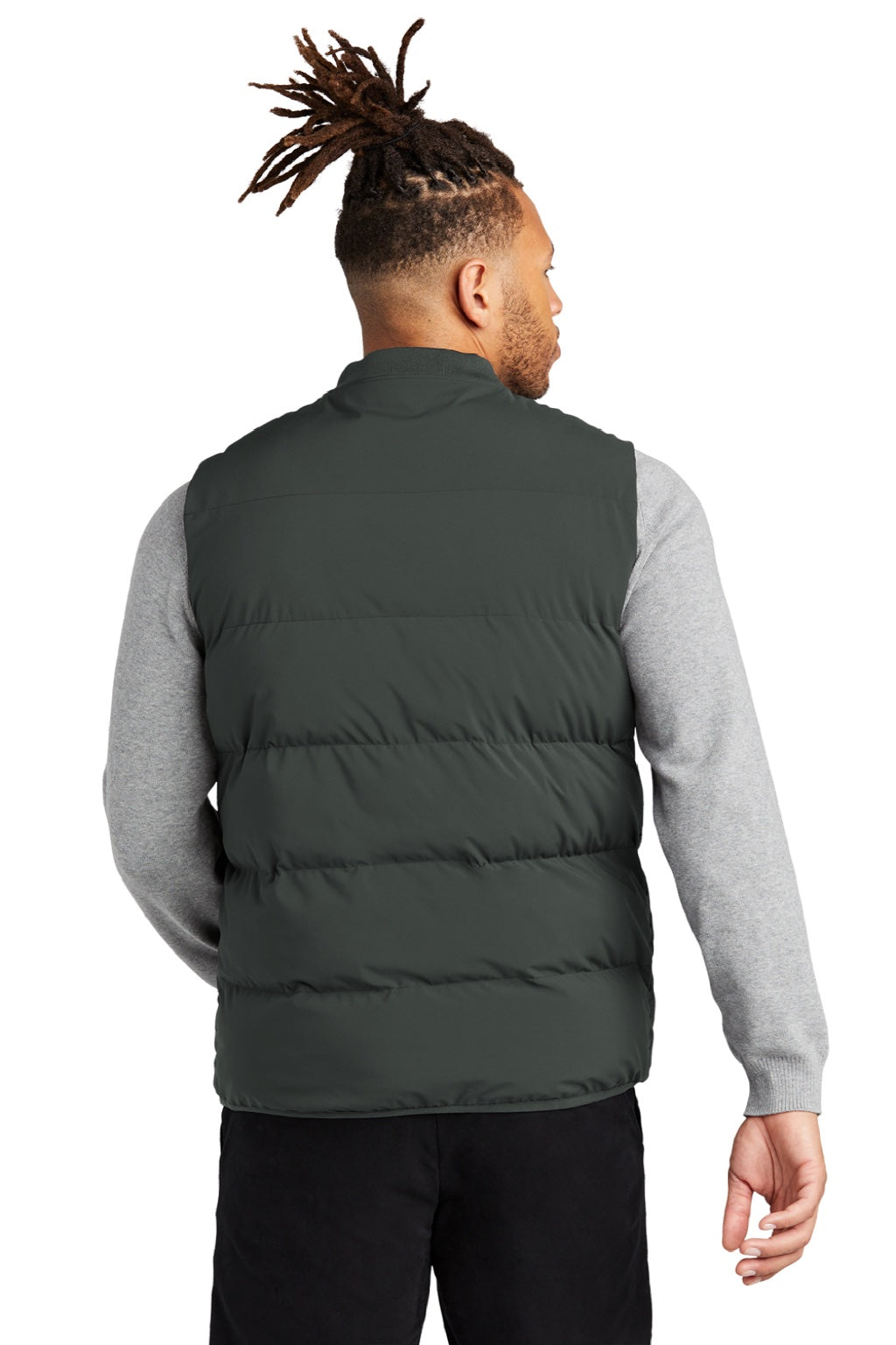 Mercer+Mettle MM7214 Mens Water Resistant Full Zip Puffy Vest Anchor Grey Model Back