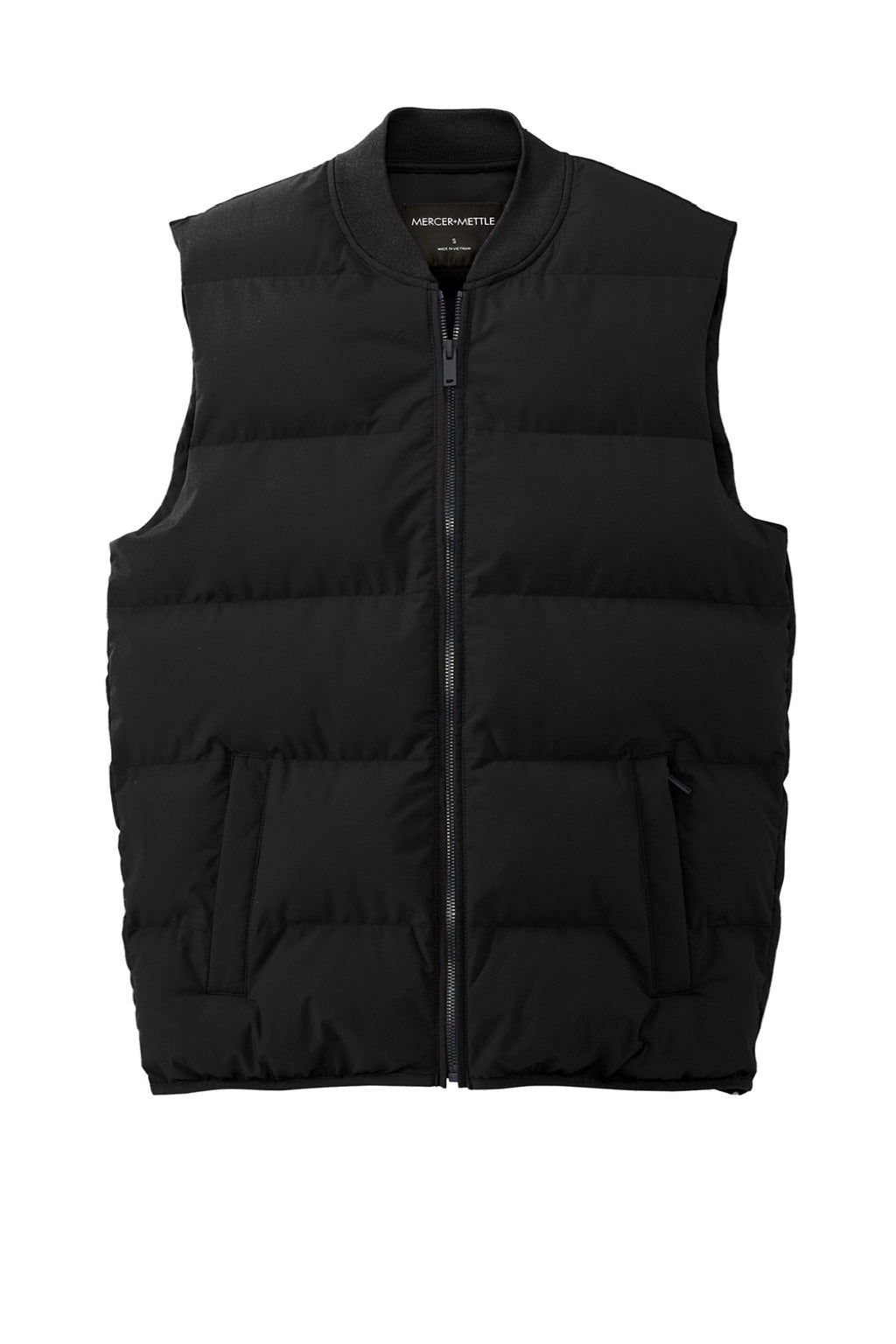 Mercer+Mettle MM7214 Mens Water Resistant Full Zip Puffy Vest Deep Black Flat Front
