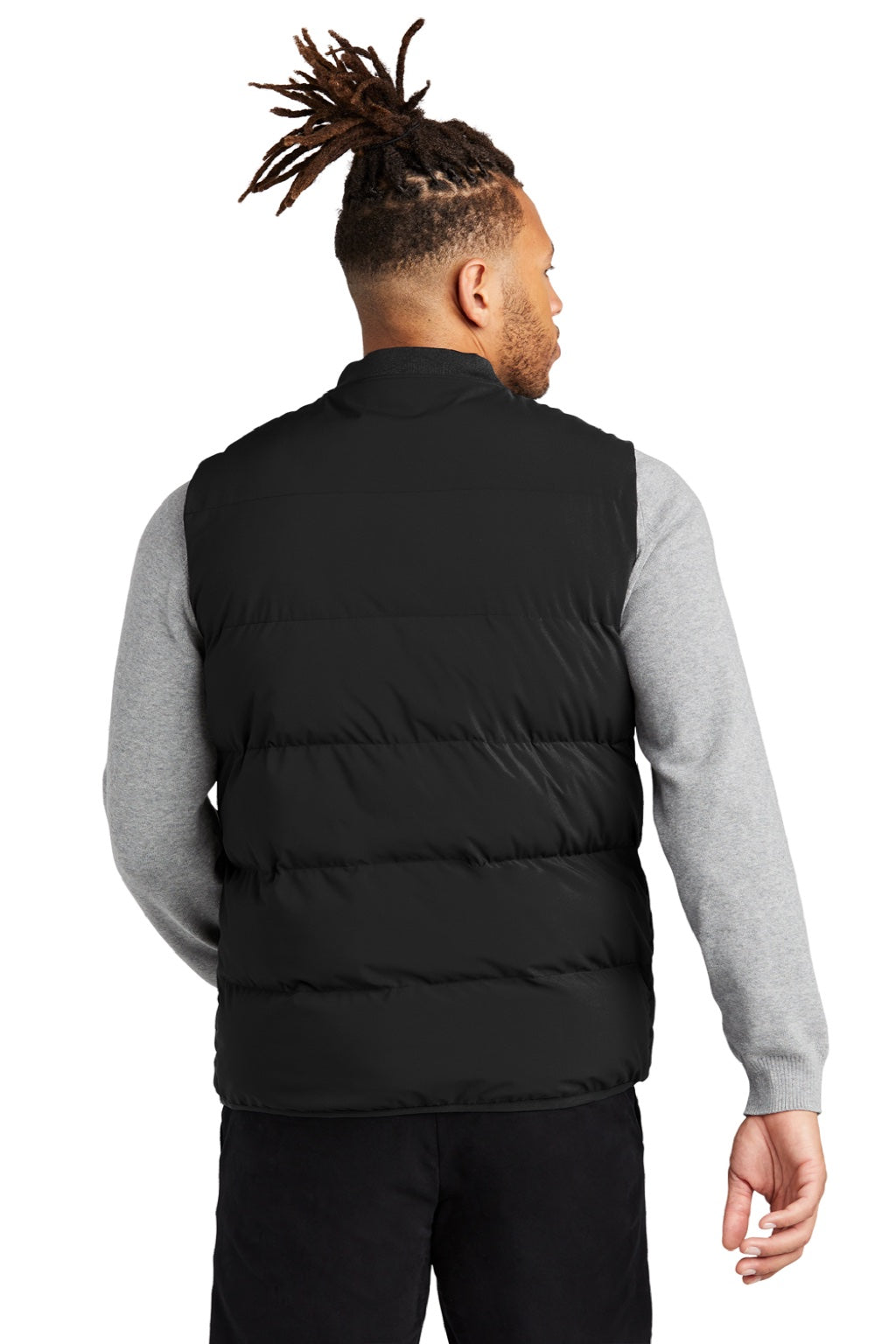 Mercer+Mettle MM7214 Mens Water Resistant Full Zip Puffy Vest Deep Black Model Back