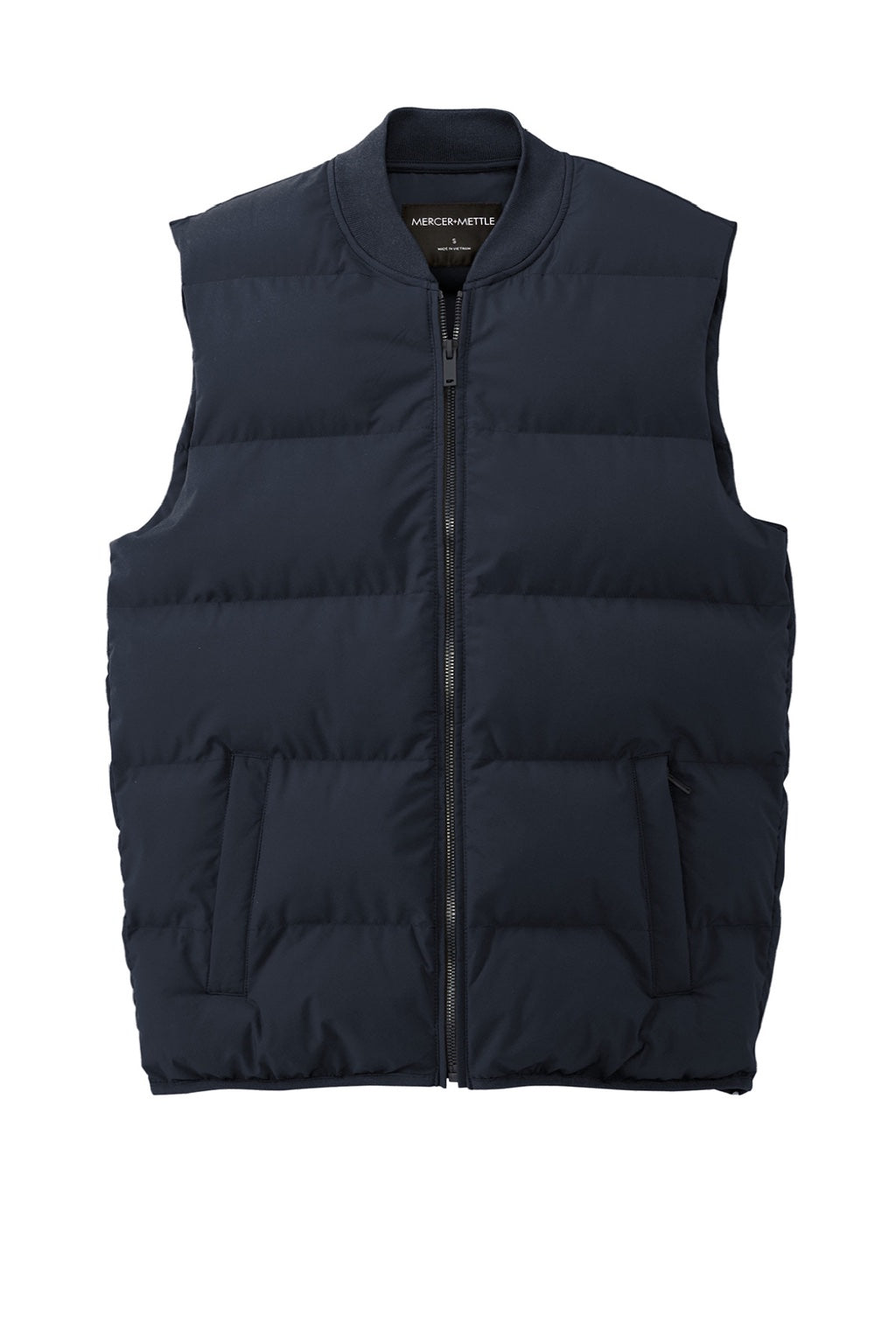 Mercer+Mettle MM7214 Mens Water Resistant Full Zip Puffy Vest Night Navy Blue Flat Front