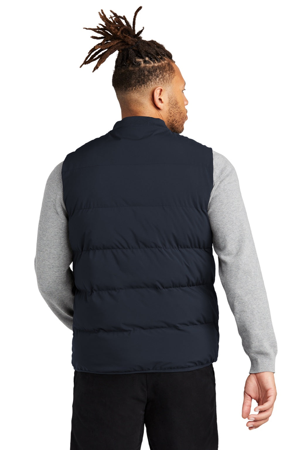 Mercer+Mettle MM7214 Mens Water Resistant Full Zip Puffy Vest Night Navy Blue Model Back