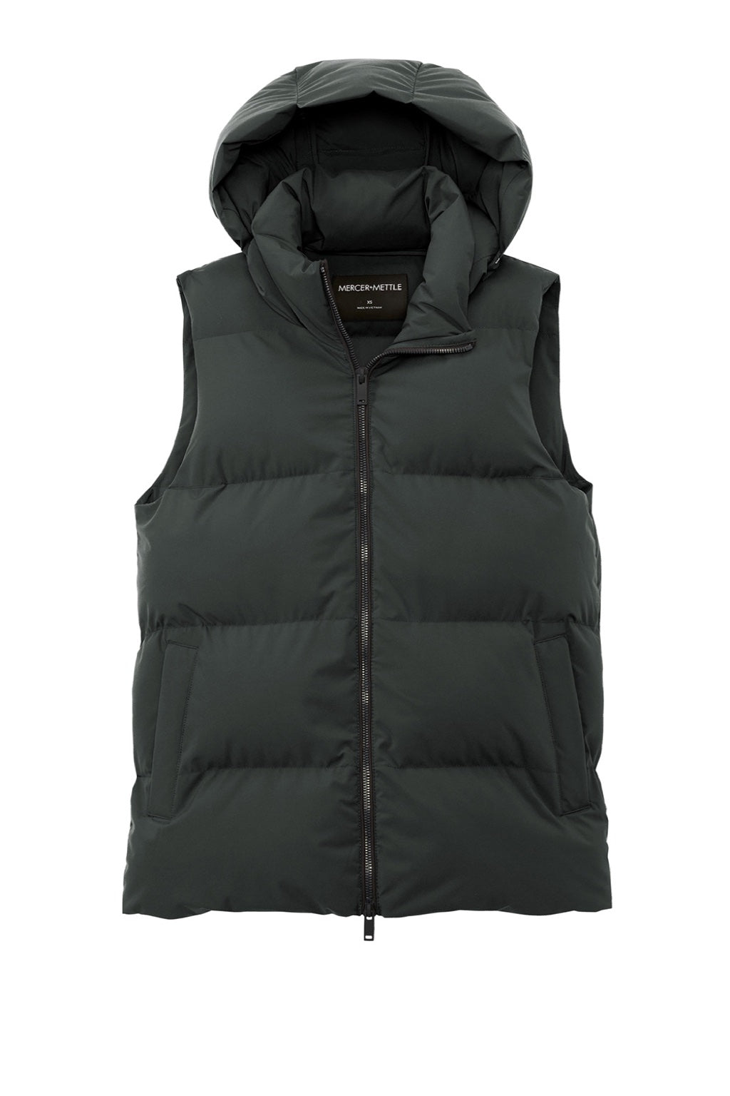 Mercer+Mettle MM7217 Womens Water Resistant Full Zip Hooded Puffy Vest Anchor Grey Flat Front