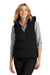 Mercer+Mettle MM7217 Womens Water Resistant Full Zip Hooded Puffy Vest Deep Black Model Front