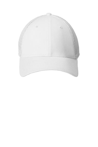 New Era Hats NE1020 Mens Stretch Fit Hat White Flat Front