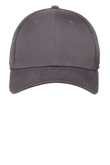 New Era Hats NE1020 Mens Stretch Fit Hat Charcoal Grey Flat Front