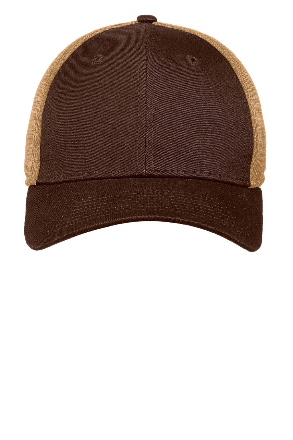 New Era Hats NE1020 Mens Stretch Fit Hat Chocolate Brown/Khaki Flat Front