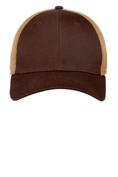 New Era Hats NE1020 Mens Stretch Fit Hat Chocolate Brown/Khaki Flat Front