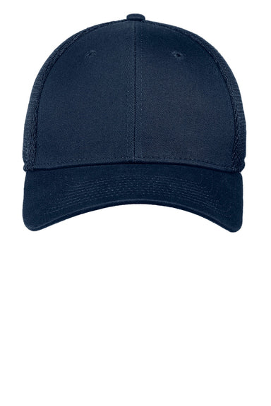 New Era Hats NE1020 Mens Stretch Fit Hat Navy Blue Flat Front