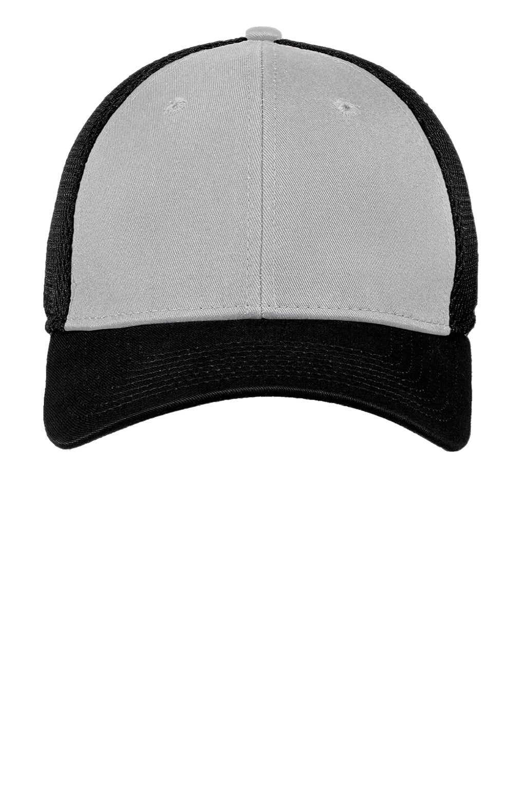 New Era Hats NE1020 Mens Stretch Fit Hat Grey/Black Flat Front
