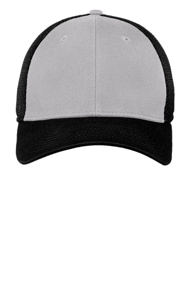 New Era Hats NE1020 Mens Stretch Fit Hat Grey/Black Flat Front