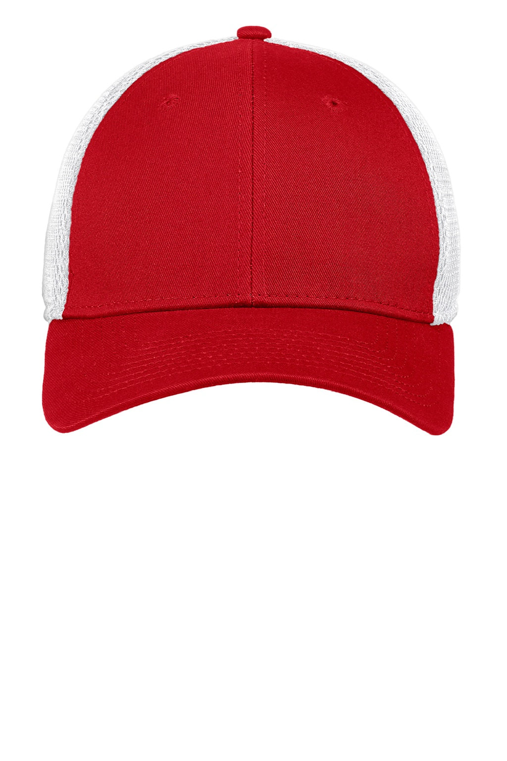 New Era Hats NE1020 Mens Stretch Fit Hat Scarlet Red/White Flat Front