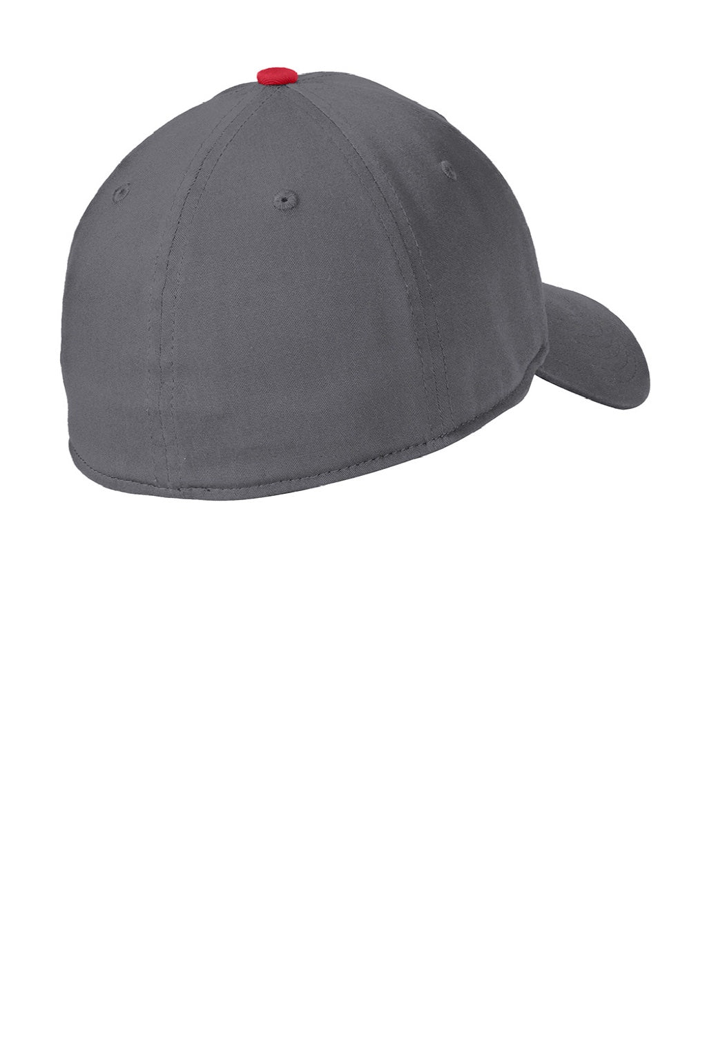New Era Hats NE1100 Mens Stretch Fit Hat Graphite Grey/Scarlet Red Flat Back