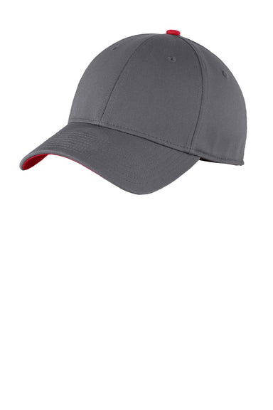 New Era Hats NE1100 Mens Stretch Fit Hat Graphite Grey/Scarlet Red Flat Front