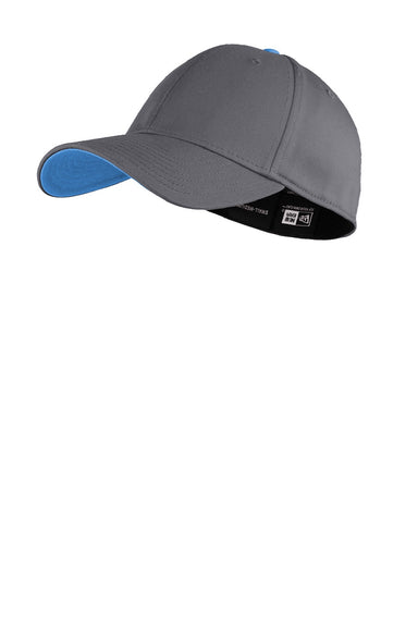 New Era Hats NE1100 Mens Stretch Fit Hat Graphite Grey/Sky Blue Flat Front