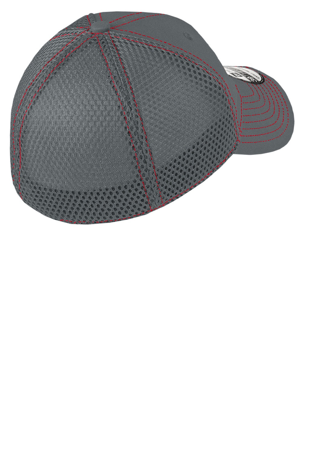 New Era Hats NE1120 Mens Stretch Fit Hat Graphite Grey/Red Flat Back