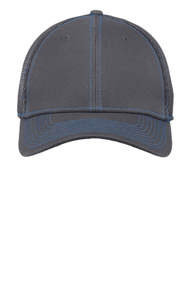 New Era Hats NE1120 Mens Stretch Fit Hat Graphite Grey/Vice Blue Flat Front