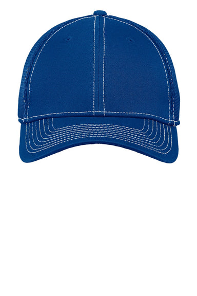 New Era Hats NE1120 Mens Stretch Fit Hat Royal Blue/White Flat Front