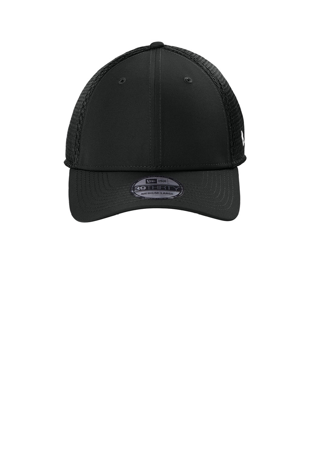 New Era Hats NE1130 Mens 39THIRTY Performance Stretch Mesh Hat Black Flat Front