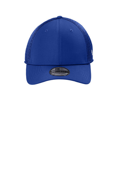 New Era Hats NE1130 Mens 39THIRTY Performance Stretch Mesh Hat Royal Blue Flat Front