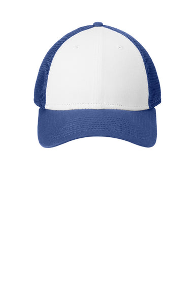 New Era Hats NE204 Mens Adjustable Hat White/Royal Blue Flat Front